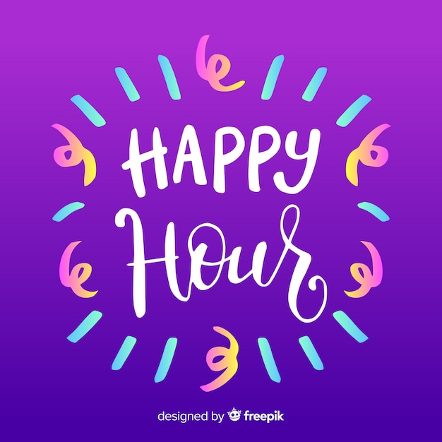 Free vector happy hour white lettering