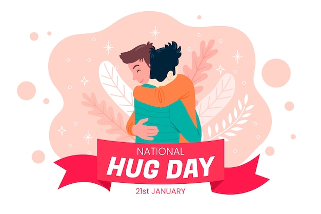 Free vector happy hug day background in hand drawn style