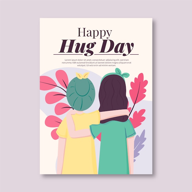 Happy illustrated hug day poster template