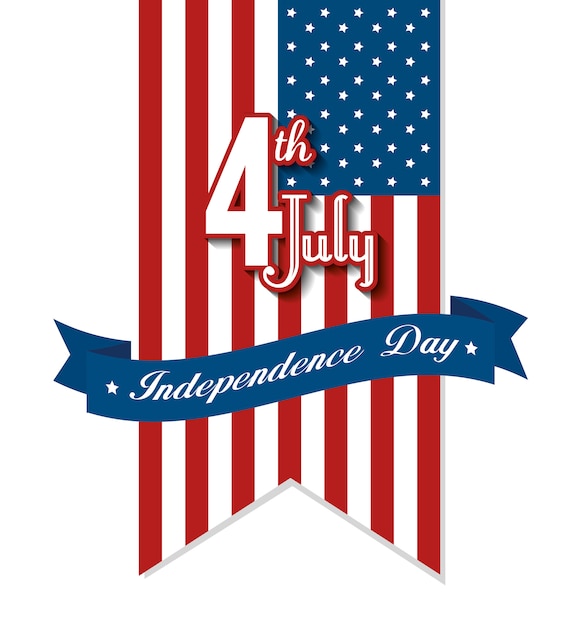 Free vector happy independence day, 4th july celebration in united states of america