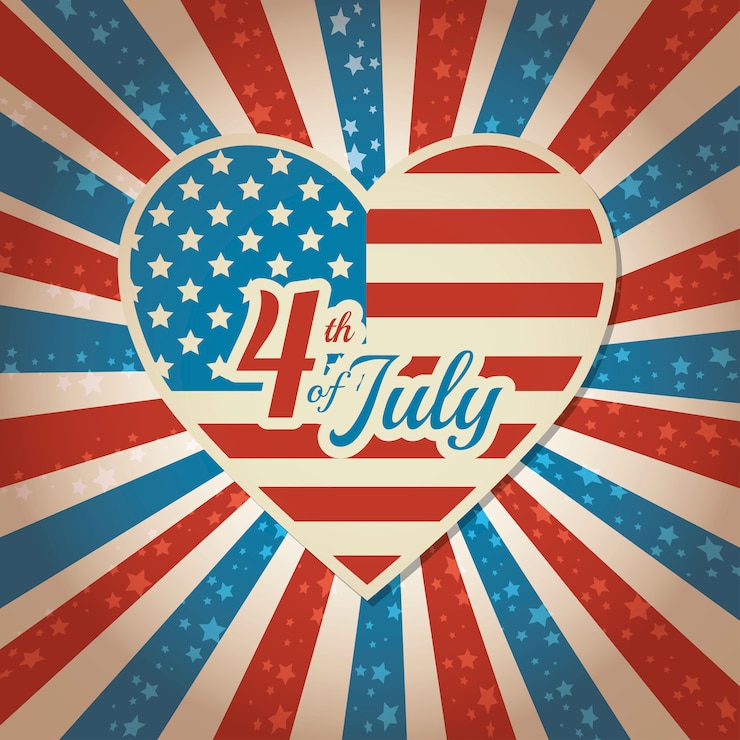 Free Vector happy independence day, 4th july celebration in united states of america