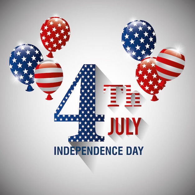 Free vector happy independence day greeting card, 4th july, usa design