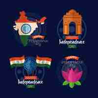 Free vector happy independence day in india in flat style