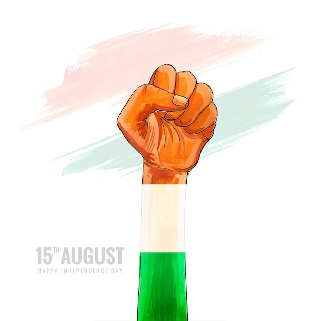 Happy independence day tricolor holding hand background