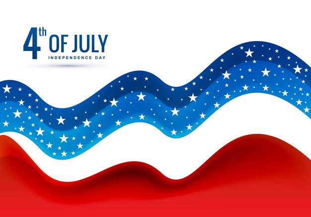 Happy independence day united states of america on wave background