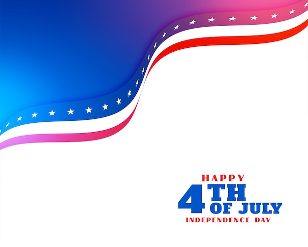С Днем независимости волновой флаг на белом фоне с текстом 4 июля