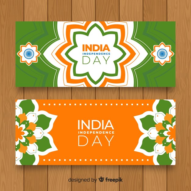 Бесплатное векторное изображение Счастливые баннеры дня независимости индии