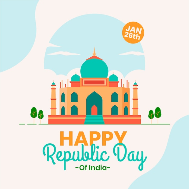 Free vector happy indian republic day in flat design