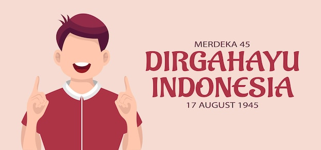 Счастливая поздравительная открытка дня независимости индонезии. векторные иллюстрации