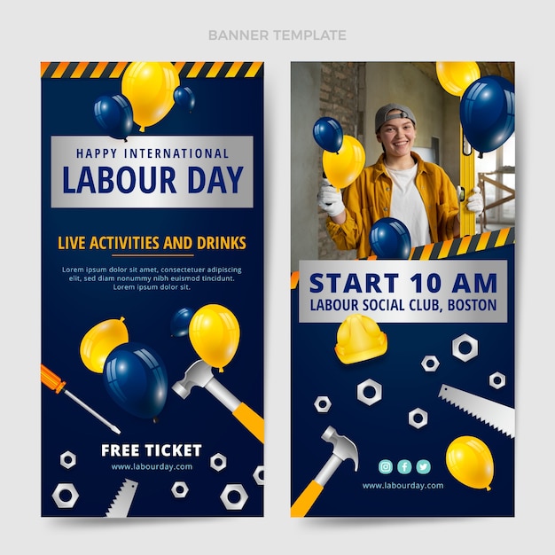 Happy international labour day banner set