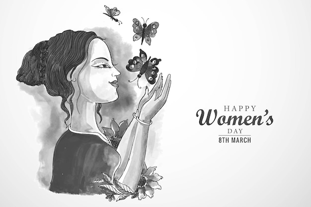 Free vector happy international womens day celebration for young girl design