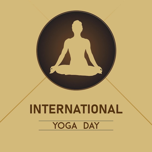 Happy International Yoga Day Brown Background Social Media Design Banner Free Vector