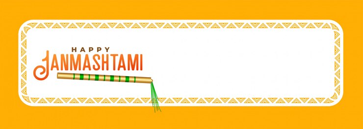 मुफ़्त वेक्टर happy janmashtami banner with lord krishna flute