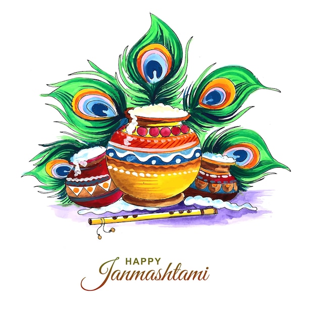 Vettore gratuito fondo felice del festival di janmashtami