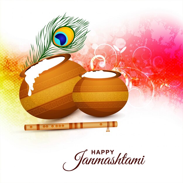 Happy janmashtami festival card design