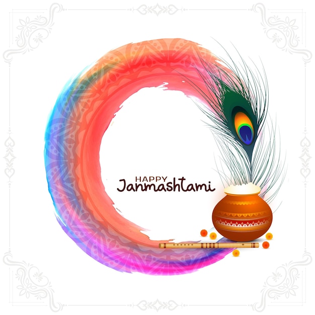 Vettore gratuito felice janmashtami festival colorato celebrazione sfondo design