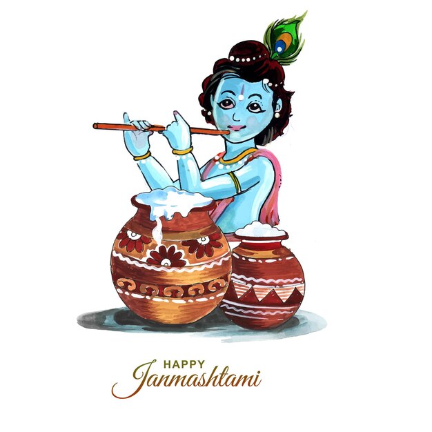 행복 janmashtami 인사말 카드 배경