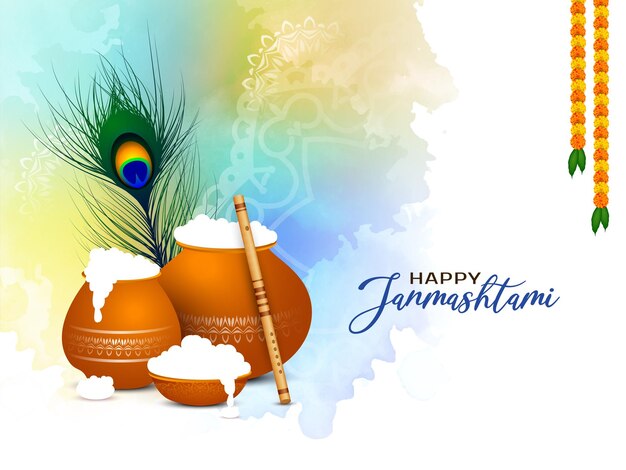 행복한 Janmashtami 힌두교 전통 축제 배경 디자인