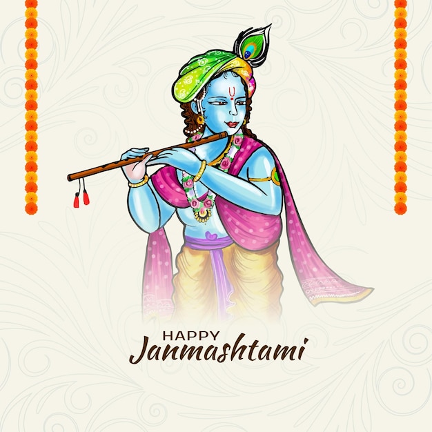 Free vector happy janmashtami indian cultural festival background vector