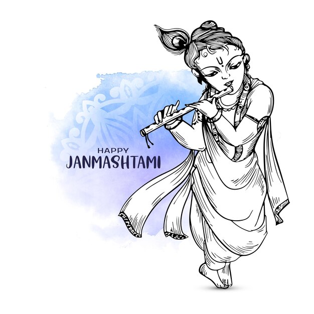Free Vector happy janmashtami indian festival celebration background vector