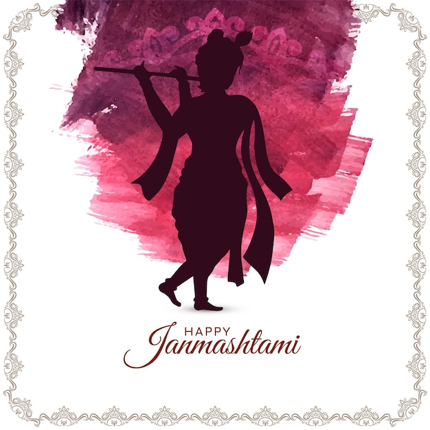 Free vector happy janmashtami indian festival celebration greeting card vector