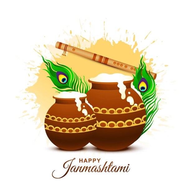 Happy janmashtami indian festival dahi handi celebration background