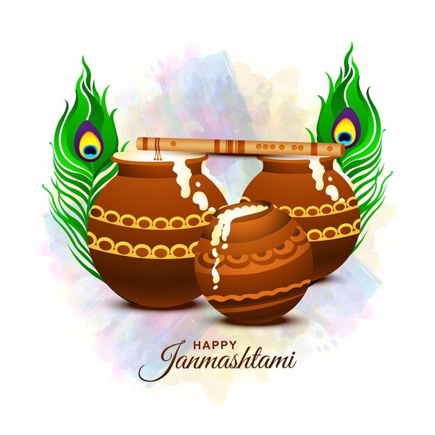 Happy janmashtami indian festival dahi handi celebration background