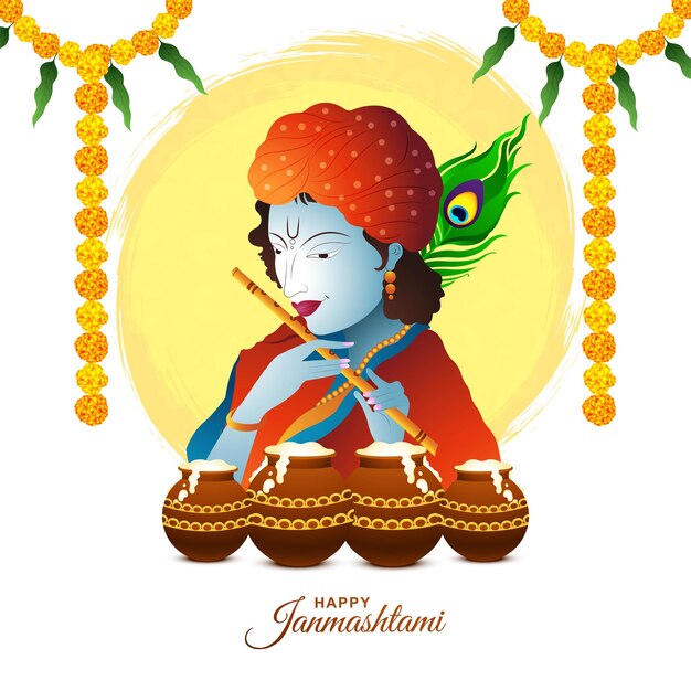 Happy janmashtami indian festival dahi handi celebration background