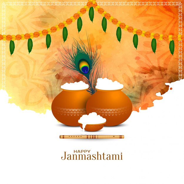 Happy Janmashtami Indian festival stylish background  