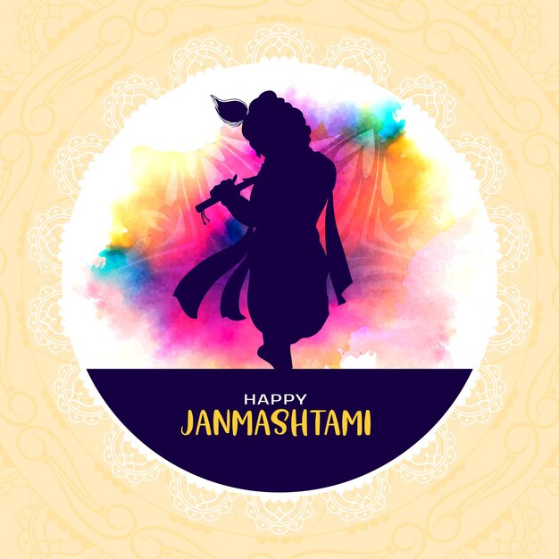 Free Vector happy janmashtami indian religious festival greeting card