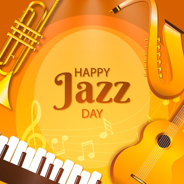 Happy jazz day golden instruments