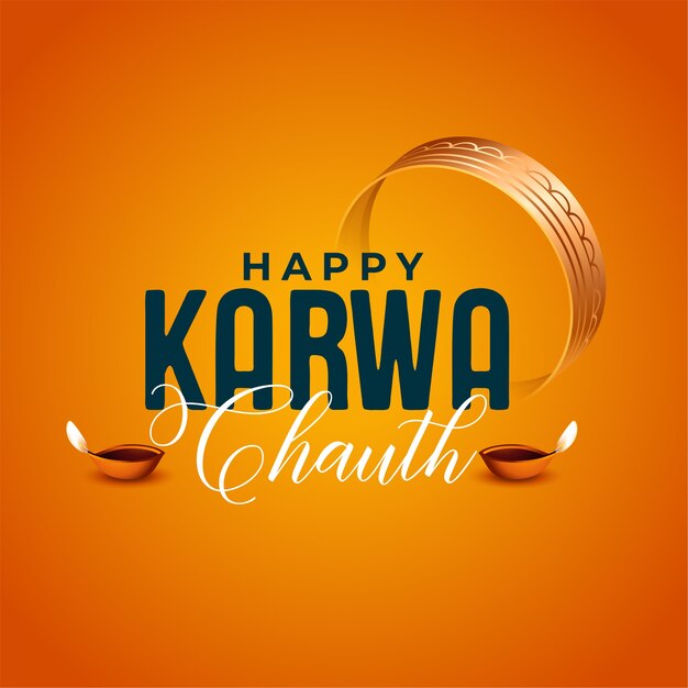 Happy karwa chauth card with sieve and diya vector