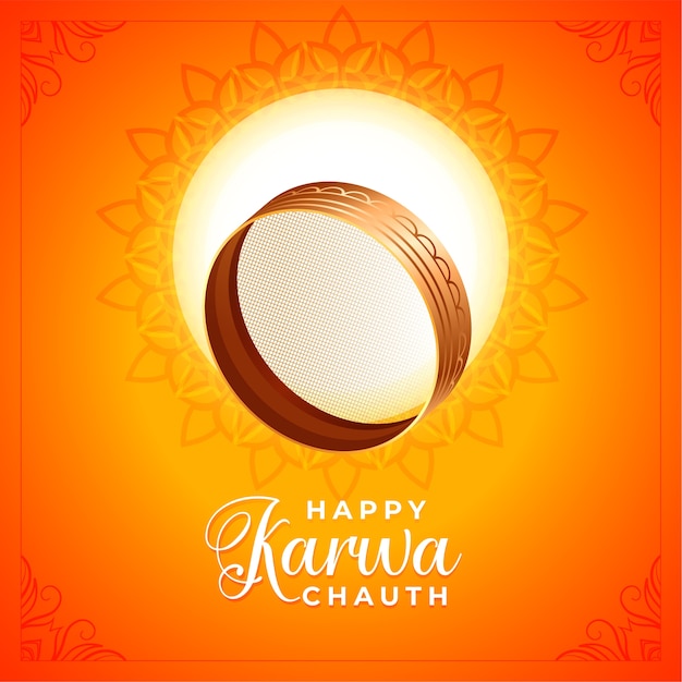 Happy karwa chauth декоративный фон с ситом и луной