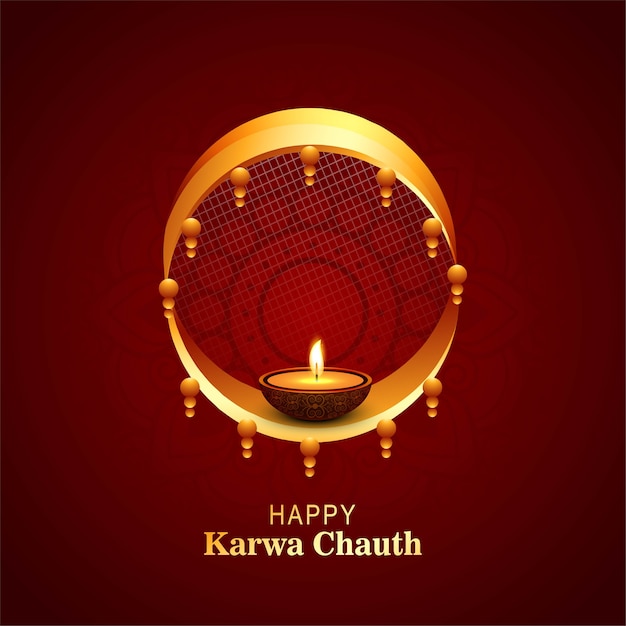 Happy karwa chauth festival card celebration design