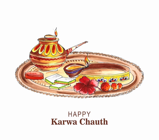 Дизайн поздравительной открытки фестиваля happy karwa chauth