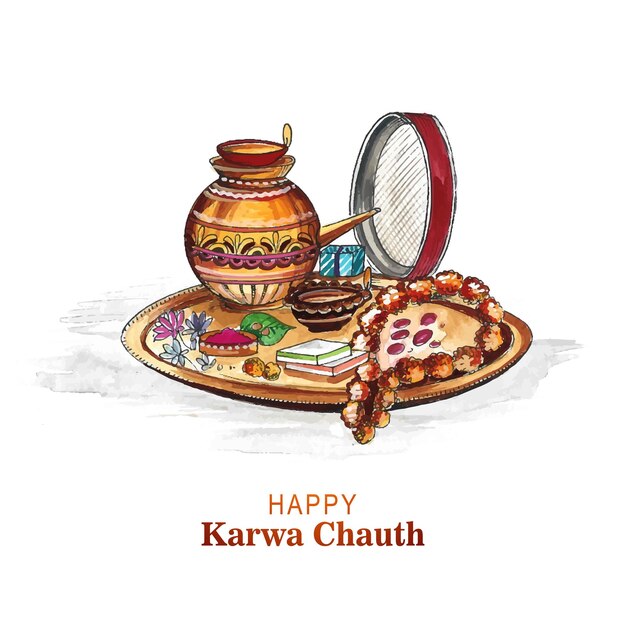 해피 karwa chauth 축제 인사말 카드 디자인