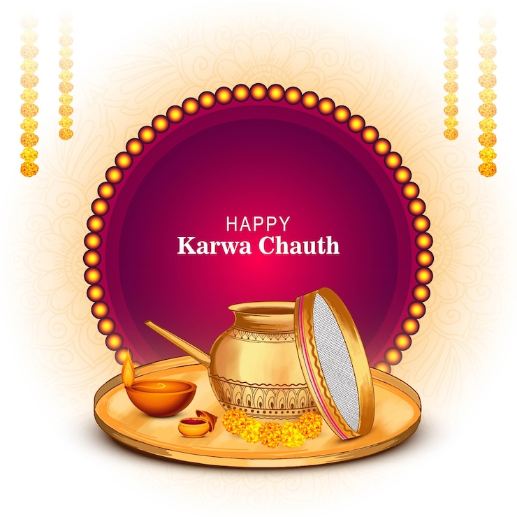 मुफ़्त वेक्टर happy karwa chauth festival greeting card design