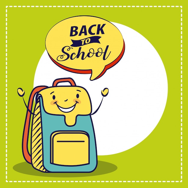 happy kawaii bag, Back to school illustration