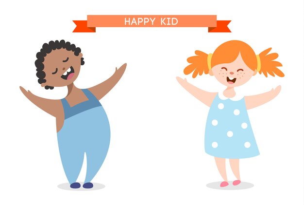 Happy kid cartoon illustration isolated on the white background