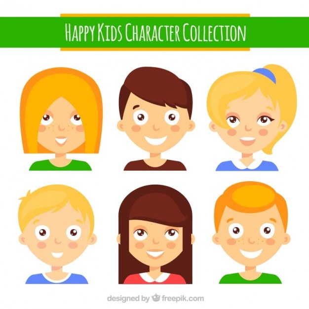 Free vector happy kid characters collection