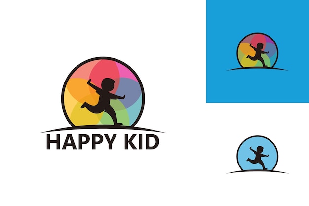 Happy kid logo template design vector, emblem, design concept, creative symbol, icon