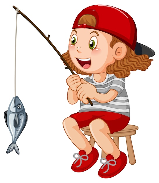 Cartoon dad and son sitting in boat fishing Vector Image