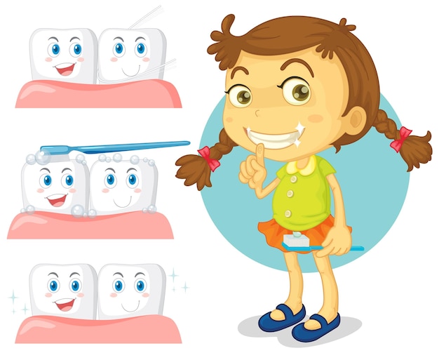 Happy kid smile white teeth with different teeth condition