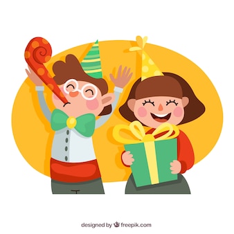 Free Vector Happy Kids At Birthday Party free-vector-happy-kids-at-birthday-party