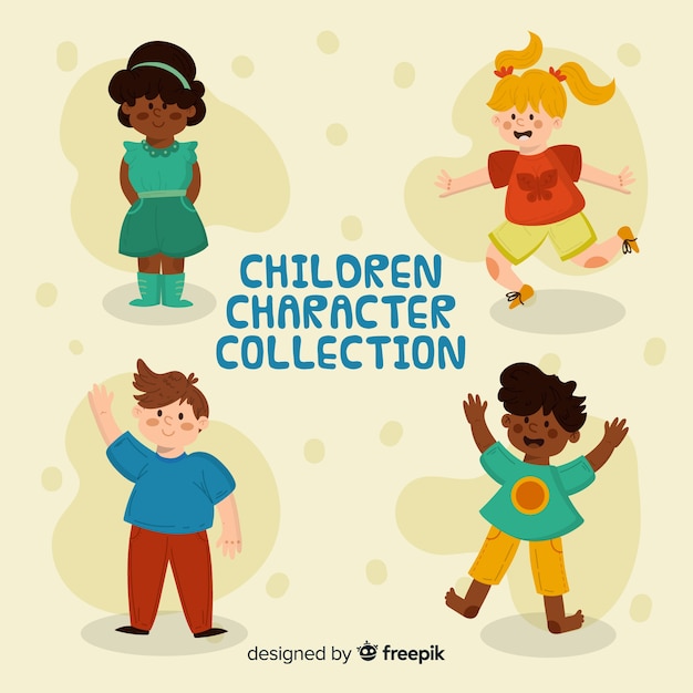 Free vector happy kids character collection in flat design