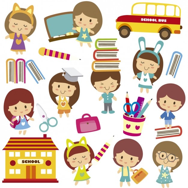 Free Vector happy kids on school