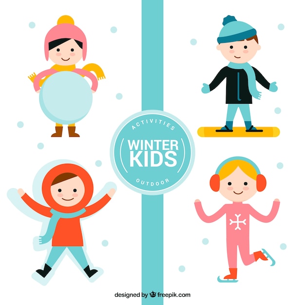 Счастливые дети носить зимой аксессуары