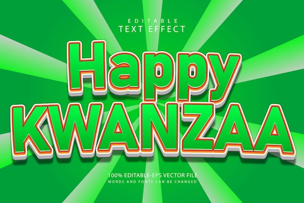 Happy kwanzaa editable text effect 3 dimension emboss cartoon style