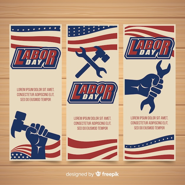Free vector happy labor day flat banner for web and social media