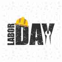 Free vector happy labor day grunge background with a helmet